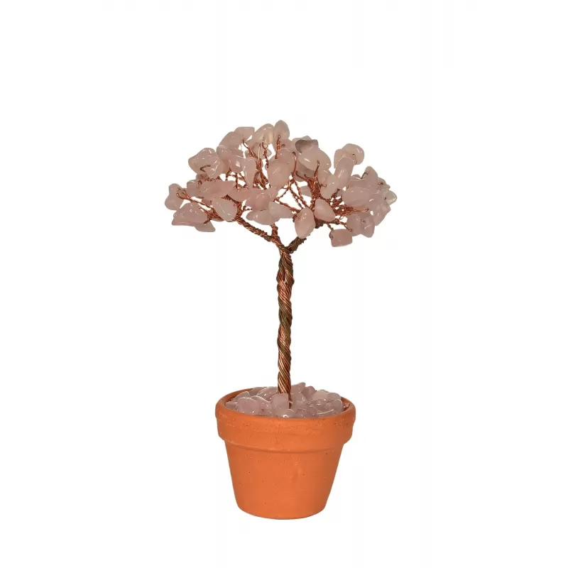 Pembe Kuvars Taşı Mini Çömlek Ağaç 